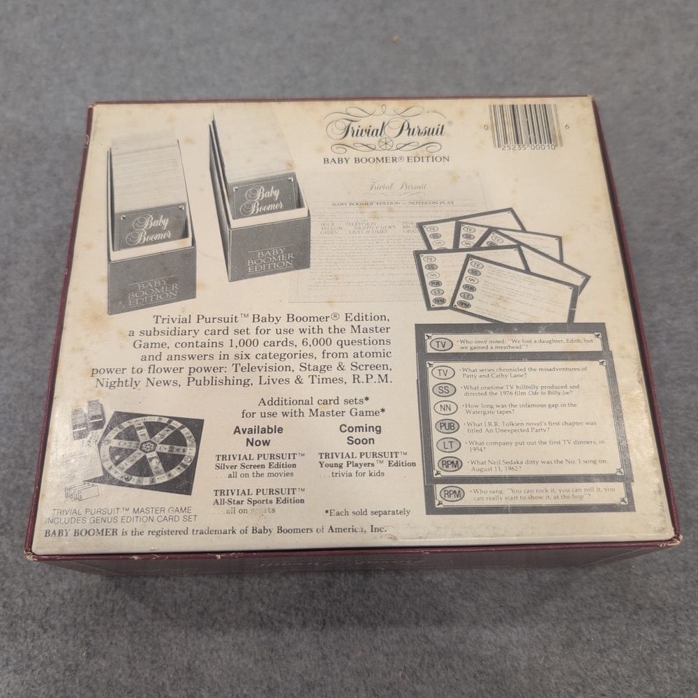 Trivial Pursuit Baby Boomer Edition Subsidiary Card Set 1983 Vintage Trivia Game - Picture 4 of 4
